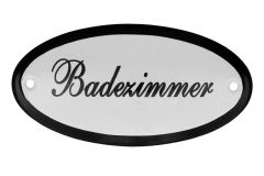Emaillen Türschild "Badezimmer" oval 100x50mm