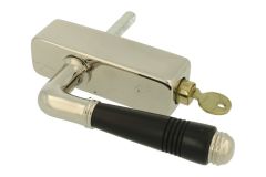 Fenstergriff abschließbar (1908) Messing vernickelt Ebenholz