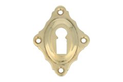 Schlüsselrosette diagonal Messing poliert. Preis pro Stück