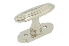 Fensterriegel mit Rosette Messing vernickelt