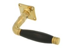 Einzelner Türgriff + Rosette Messing poliert Ebenholz (1926)