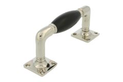 Ziehgriff 130mm Messing vernickelt Ebenholz